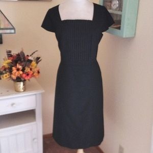 Ann Taylor Tucked Bodice Black Dress